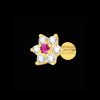 GOLD NOSE PIN  AD Pink & White STONE