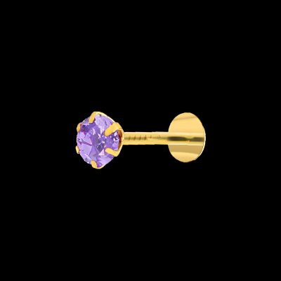 Gold Nose Pin Single AD Blue Stone