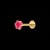 Gold Nose Pin Single AD Pink (Deep) Stone.