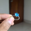 American Diamond Round Single Stone Combo Silver Blue Locket, Ring, Earpin (Exclusive) - Image 3