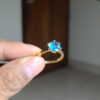 American Diamond Round Single Stone Combo Golden Blue Locket, Ring, Earpin (Exclusive) - Image 4