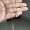 American Diamond Round Single Stone Combo Golden Pink Locket, Ring, Earpin (Exclusive) - Image 2