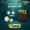 9 Stone Traditional 18K gold Diamond Cut Nosepin + Earpin and free GP Chain